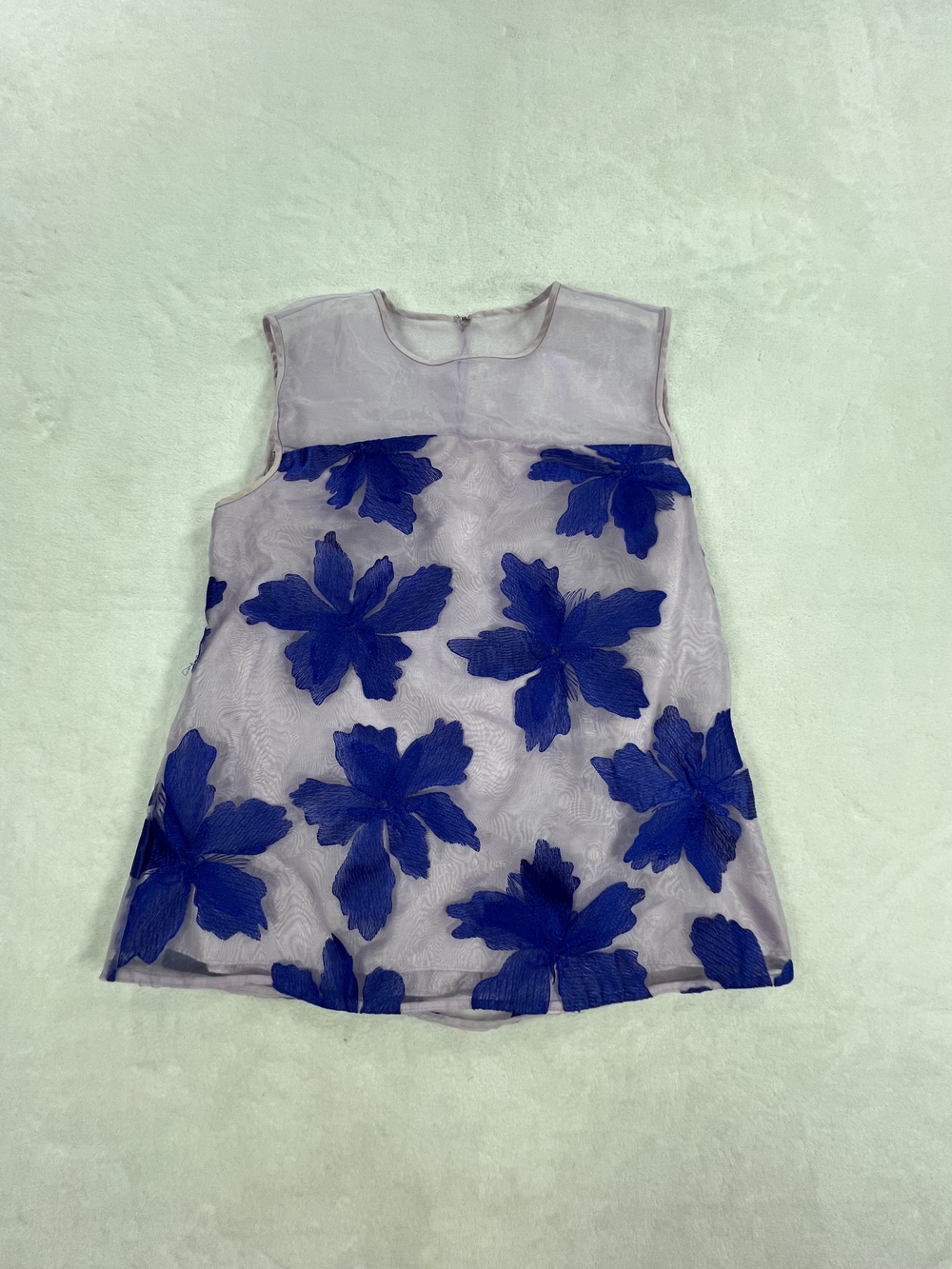 Rebecca Taylor Lavender Blue Floral Applique Sleeveless Blouse Top 6 215035T248